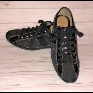 Coach Suee Fabric and Leather  Black Sneakers